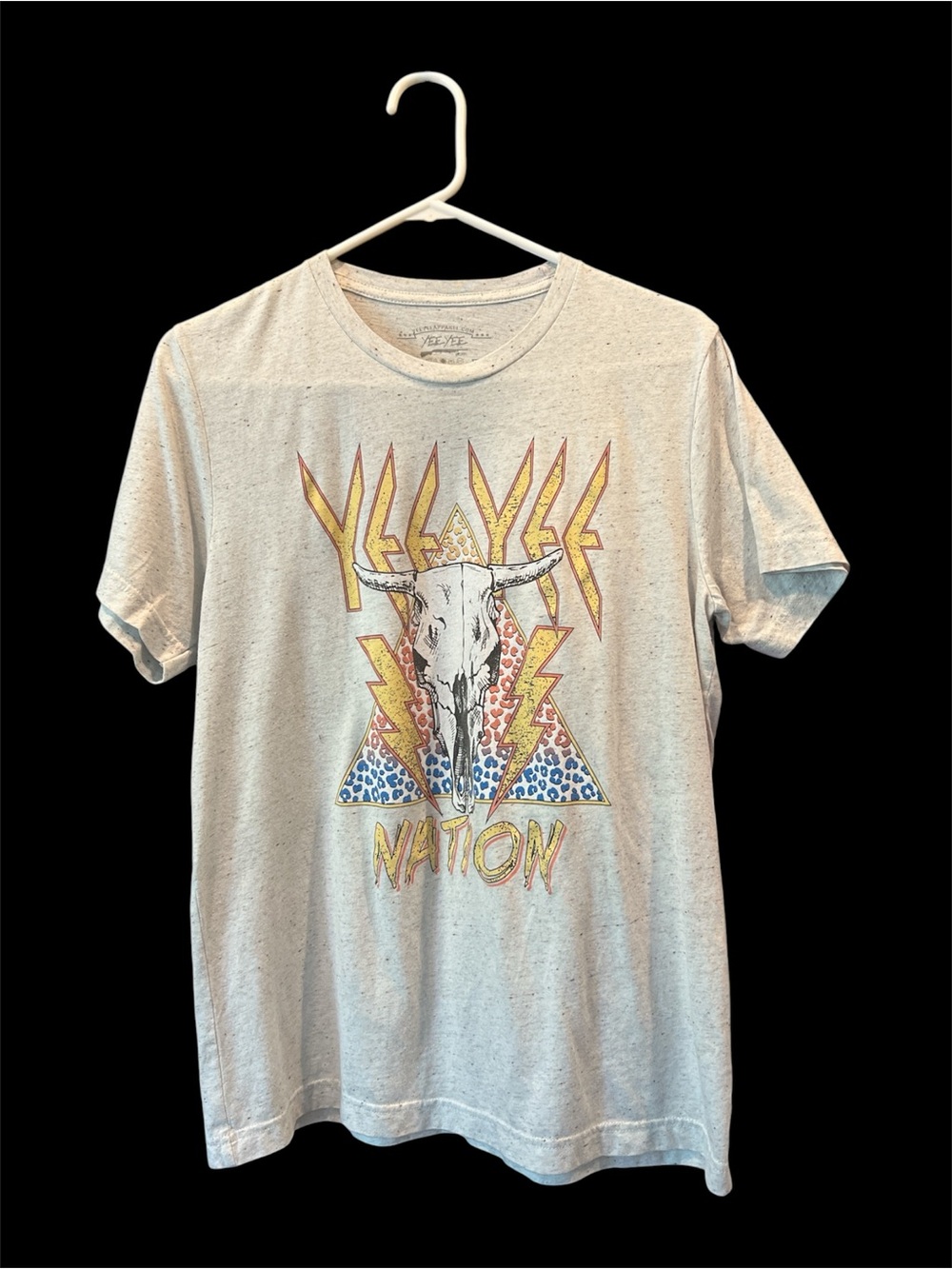 Yee Yee Nation Graphic Tee Western Steer Skull Leopard Lightning Unisex Size XL